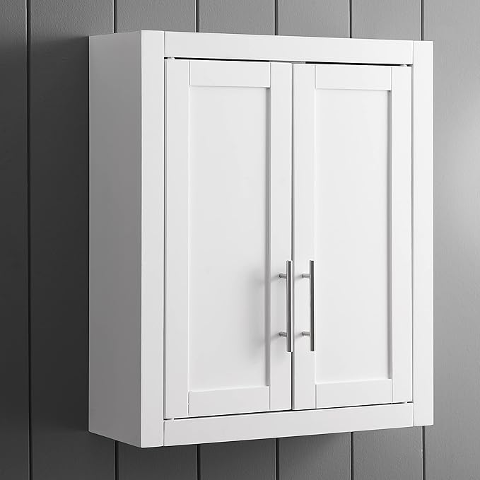 Crosley Furniture Savannah Wall Mounted Bathroom Storage Medicine Cabinet with Shelves, White