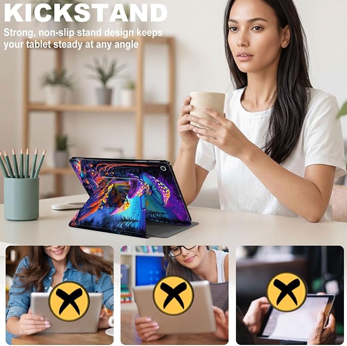 for iPad 11th Generation (A16 2025) 11 / iPad 10th Gen 10.9 2022 Case 360° Rotating PU Leather Stand Cover with Auto Sleep/Wake Shockproof TPU Backl Raccoon Perched
