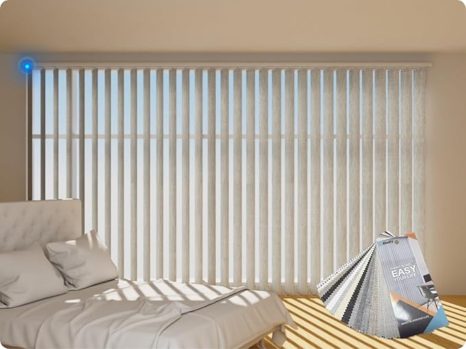 Blindify Motorized Vertical Blinds, Blackout Sliding Door Shades Smart Vertical Blinds Remote Control, Fabric Sample