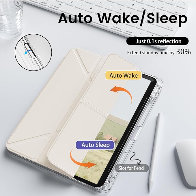 Clear Case for New iPad Pro 11 Inch Case M5/M4 2025/2024 (6th/5th Generation) Slim Shockproof TPU Cover with Pencil Holder Multi-Angle Stand &amp Auto Wake/Sleep (Black)