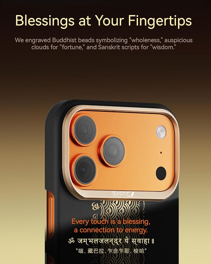 RAPTIC Aramid Fiber Case for iPhone 16 Pro Compatible with MagSafe Non-Slip &amp Slim 600D Aramid Fiber [Military Grade Drop Tested] Anti-Scratch Shockproof Protective Case 6.3 inch Black
