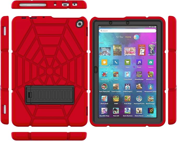 Grifobes (for 13th/11th Generation 2023/2021 Release) Tablet 10/10 Plus Tablet 10 Kids/Kids Pro 3-in-1 Heavy Duty Shockproof Rugged Protective Cover with Stand (Black+Red+Red)
