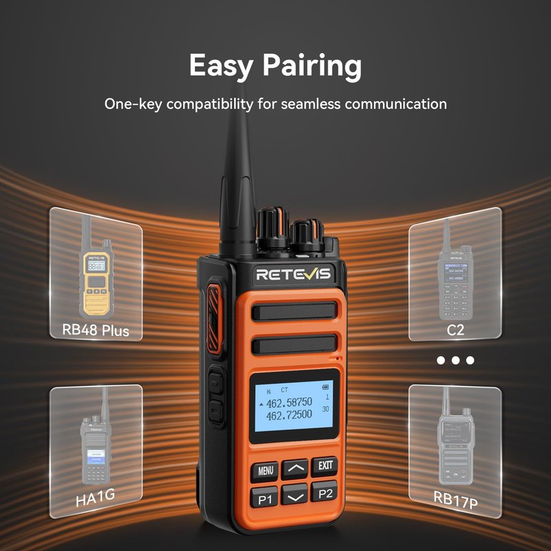 Retevis MateTalk C6B GMRS 2 Way Radio Long Range,Heavy Duty Walkie Talkies with Earpieces,Shock/Drop Resistant,1500mAh,Fast Charging,NOAA,Dual Watch,High Performance,Rugged Radios for Jobsite(6 Pack)