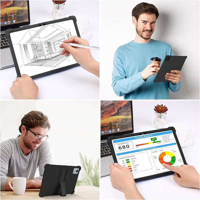 ATOOZ for Lenovo Idea Tab Plus Case 12.1 Inch 2025Black | Soft Silicone Shockproof Case for Lenovo Idea Tab Plus Tablet (TB361FU) with PC Bracket