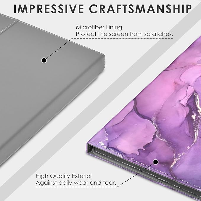 DETUOSI Universal 8.0 inch Tablet Case 8.7 inch Tablet Cover Travel Portable Protective Folio PU Leather Stand Shell Case【with 4 Fixed Rings】for All Kinds of 8.0-8.7 inch Android/iOS/Windows Tablets