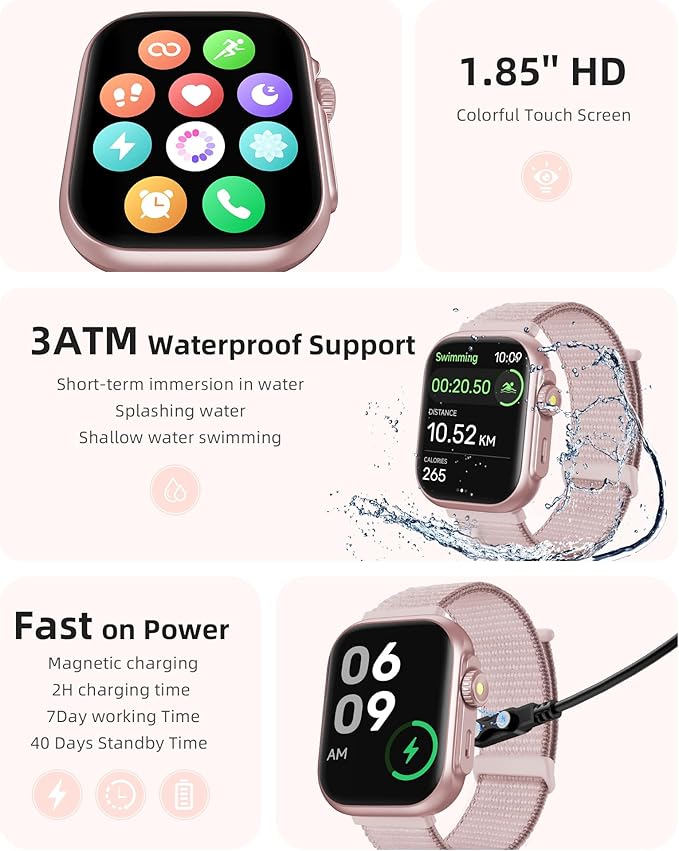 Parsonver GPS Smart Watch for Women Men, Built-in GPS & Bluetooth Calling, Waterproof HD Screen Fitness Tracker 100+ Sports Modes, Pedometer, Smartwatch for Android Phones/iPhone Compatible(Two Bands)