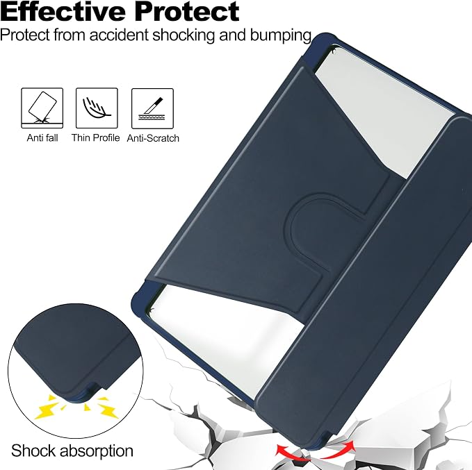 Tablet Case for Samsung Galaxy TAB A9+/A9 Plus with S Pen Holder 360° Swiveling Stand Shockproof Cover with Clear Transparent Back Shell Auto Wake/Sleep (Black Galaxy Tab A9 Plus)