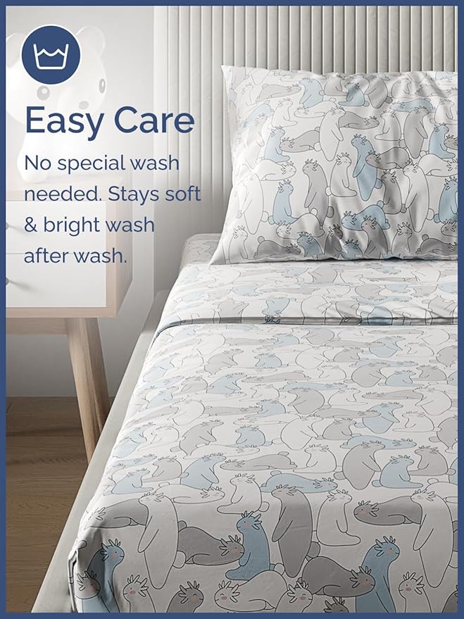 Kids Monsters Queen 4 Piece Sheet Set - Boys, Girls, Teens, Toddler - Easy Fit Deep Pockets - Breathable, Hotel Quality Bedding Sheets - Machine Washable - Wrinkle Free - Cute, Cozy, Soft - CGK Linens