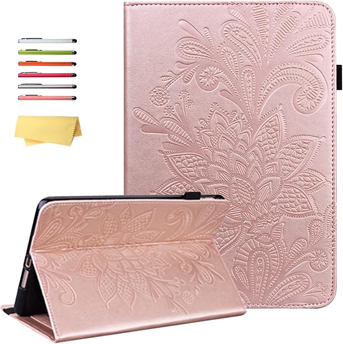 for Kindle Fire HD 8 Tablet (only Fits 10th Generation) &amp Fire HD 8 Plus 8 Case 2020 with Stand/Pencil Holder/Card Pocket/Elastic Band Embossed PU Leather Floral Cover Brown Peacock Flower