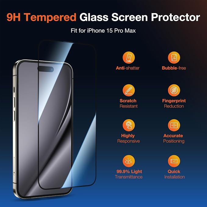 KUZOOM 2Pack Privacy 9H+ Tempered Glass Screen Protector for iPhone 13 | 9H+ Tempered Glass 100% Fingerprint Unlock Automatic Dust Removal Anti-Scratch Protection
