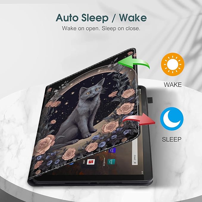 Case for All-New Amazon Fire HD 10 and 10 Plus Tablet (13th/11th Generation 2023/2021 Release) 10.1 - Slim Fit Standing Cover with Auto Sleep/Wake，Wolf