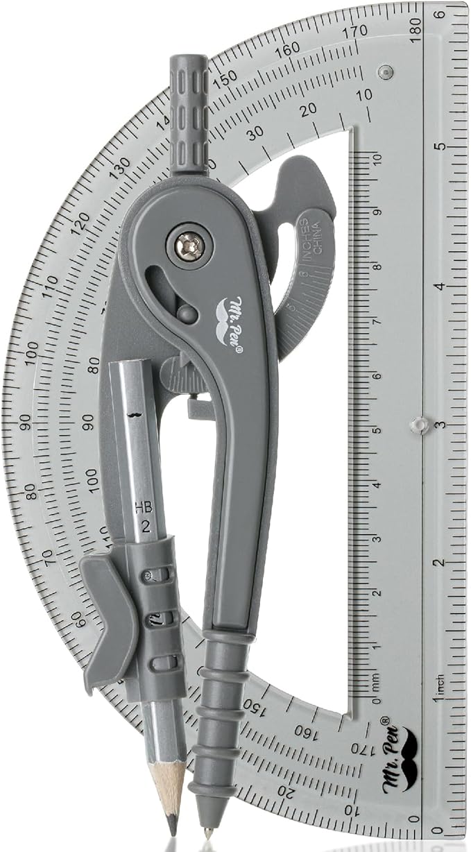 Mr. Pen- Compass and Protractor Set, Math Compass for Geometry and Drawing