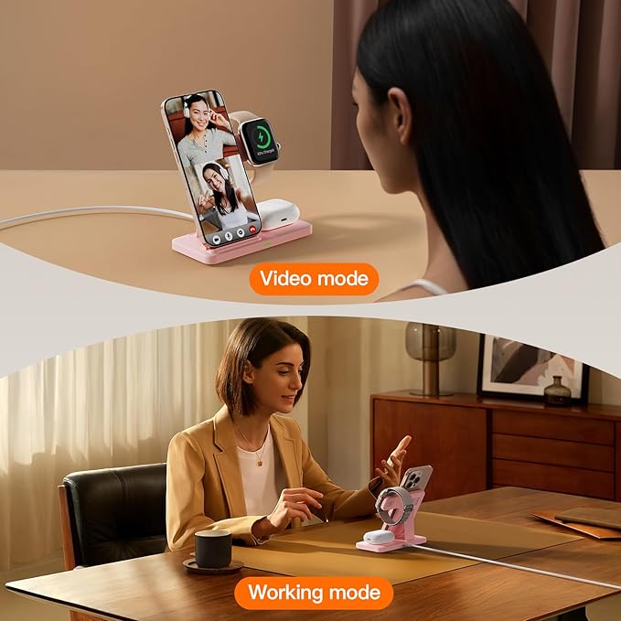 2025 3 in 1 Wireless Charger for iPhone 16 15 14 13 12 11 XR 8, Apple Charging Station for Apple Watch 10/9/Ultra/8/7/SE/6/5/4 & AirPods Series, Wireless Charging Station for Multiple Devices Apple