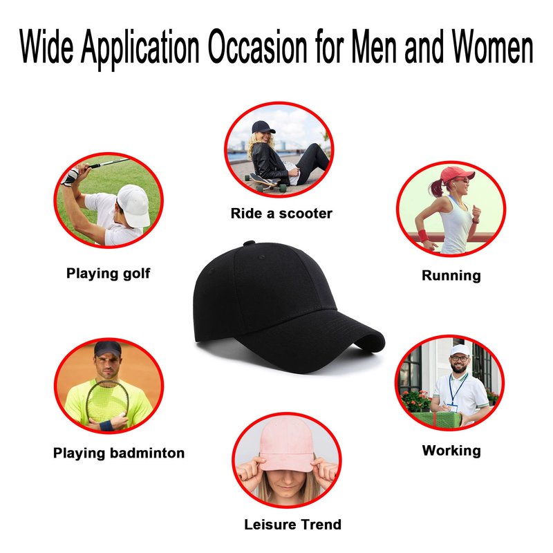 NPQQUAN Baseball Cap Structured Front Panels Golf Dad Trucker Hats for Men Women Black