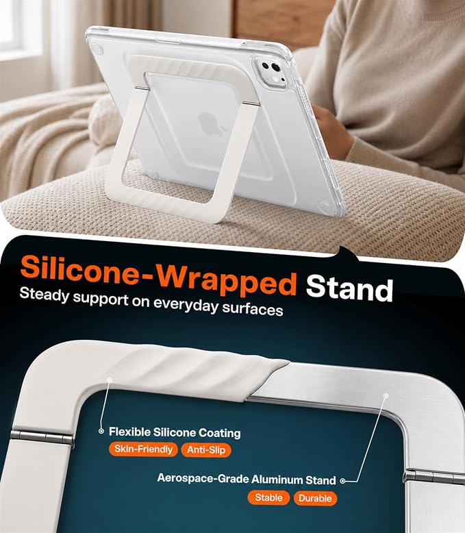 TORRAS Ostand K3 Neo for iPad Air 11 Inch Case (M4 2026 M3 2025 M2 2024) Viewing Angles AdjustableUltra Stable Stand Shockproof Protective Slim Kickstand Case with Pencil Holder Glacier Sprint