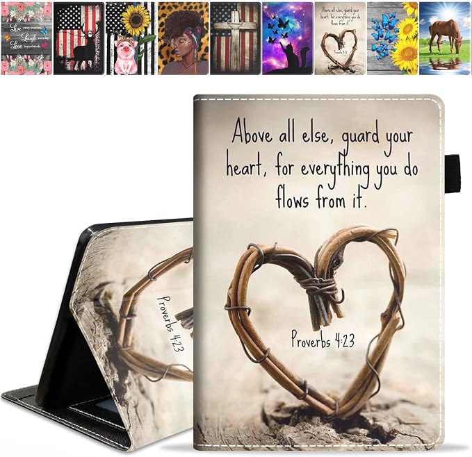 Case for All-New Amazon Kindle Fire 7 Tablet (7 Display 12th Generation 2022 Release) Premium PU Leather Stand Cover with Smart Auto Wake American Flag and Cross