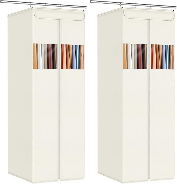 Zilink Clear Garment Bags for Hanging Clothes 54" Large Hanging Garment Bag for Closet Storage with Clear Window Space Saving Garment Storage Bags for Suits, Coats, Dresses, 2-Pack