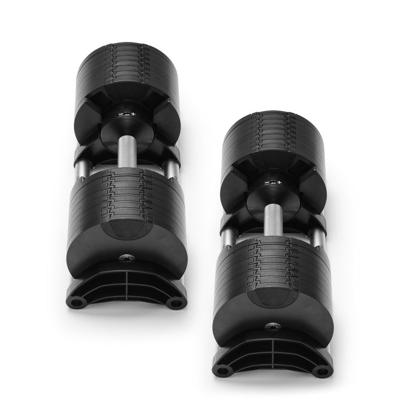 NÜOBELL® Adjustable Dumbbell Set for Home, 5-80 LB, Twist Lock 2024-25 Model, Classic Silver, 2 x 80 lb ea Dumbbell (Pair)