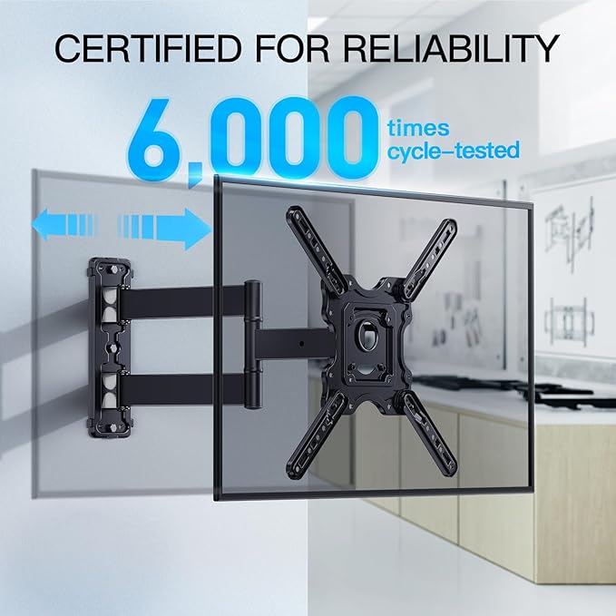PERLESMITH Full Motion TV Wall Mount for Most 26-60 inch Flat Curved OLED 4K TVs up to 77lbs, Wall Mount TV Bracket with Swivel & Extension Arm, Tilt, Leveling, Max VESA 400x400mm, PSMFK12
