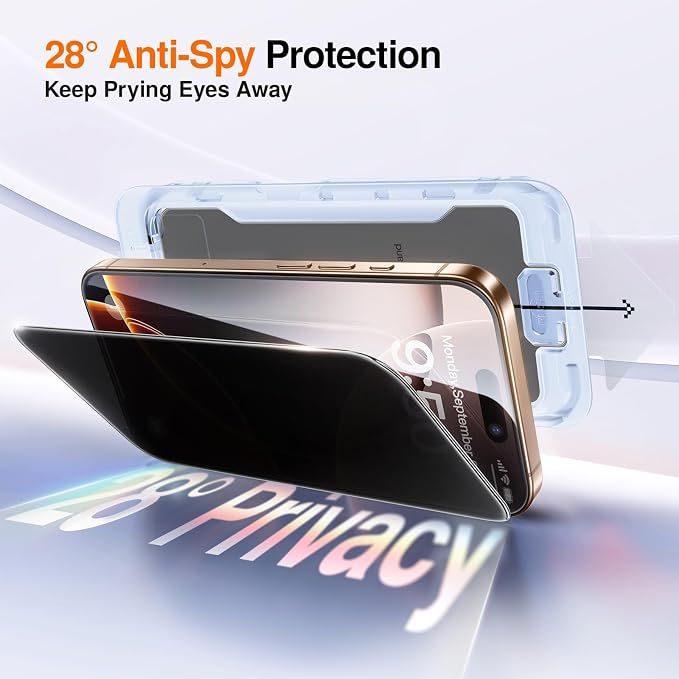 SMARTDEVIL 2 Pack Privacy Screen Protector for iPhone 14 Anti-Spy Tempered Glass 9H Hardness Scratch Resistant Easy Installation Bubble Free Case Friendly