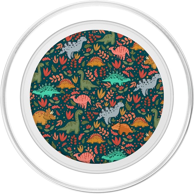 Cute Floral Midnight Green Dinosaurs PopSockets Adhesive PopGrip