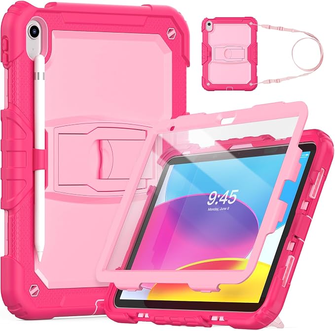 HXCASEAC Case for iPad 9th/8th/7th Generation Case Kids Boys Drop Proof | Built-in Screen Protector Pencil HolderStand Protective Silicone Shockproof Hard Rugged Black