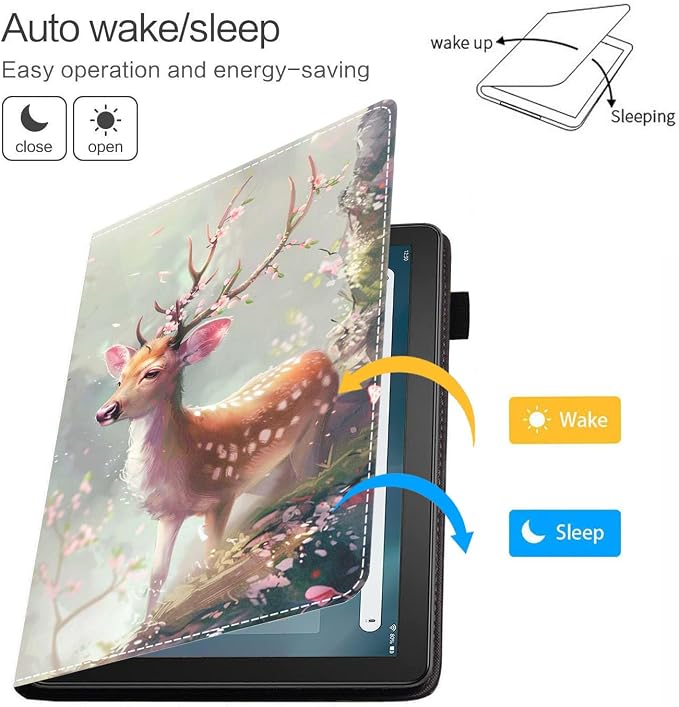 Case for Amazon Fire HD 8/Fire HD 8 Plus Tablet (12th/10th Generation 2024/2022/2020 Release) Premium PU Leather Cover with Auto Sleep Wake African Women