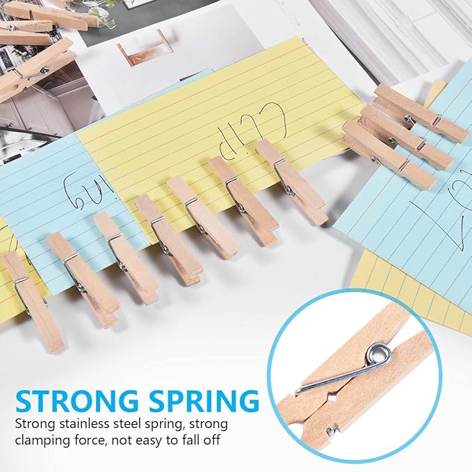 SenseYo 100 Pcs 1.9 Inch Wooden Clothespins Clips for Hanging Clothes, Craft, Home