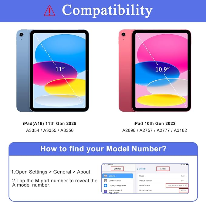 Supveco Magnetic Case for iPad A16 11th/10th Generation 11 2025/10.9 2022 | Slim Lightweight Soft TPU BumperMagnetic Hard PC Back Cover with Pencil Holder Drop ProtectionSupports Touch IDBlack