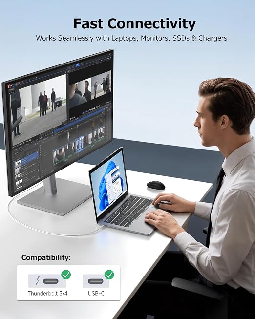 Cable Matters 40Gbps USB4 Cable 1ft Black | [8K@60Hz / 4K@240Hz Video 240W Charging 40Gbps Data] USB 4 Cable Compatible with Thunderbolt 4 MacBook XPS Surface Pro