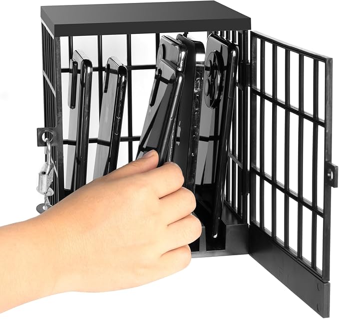 Gemaxvoled Cell Phone Jail Lock Box Mobile Phones Prison Lockable Cage for Classroom Family Time Party