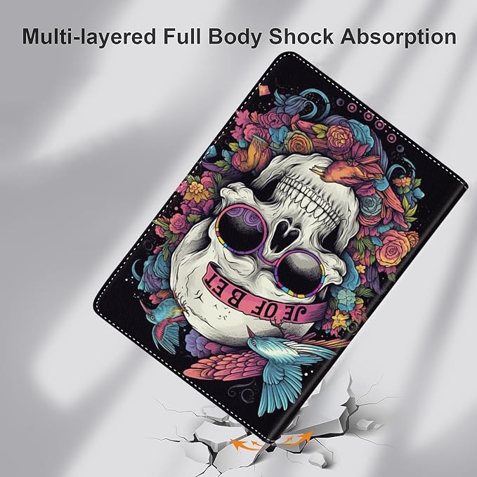 Vintage Floral Astronaut iPad 9th Gen Case - 10.2 Inch Standing Cover with Auto Sleep/Wake