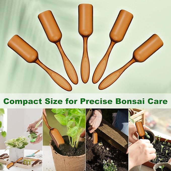 20-Pack Mini Gardening Shovel Spoons, Plastic Garden Soil Scoops for Cultivation Digging Transplanting/Flower Planting/Plant Succulent, Colorful Small Gardening Tools [Brown]