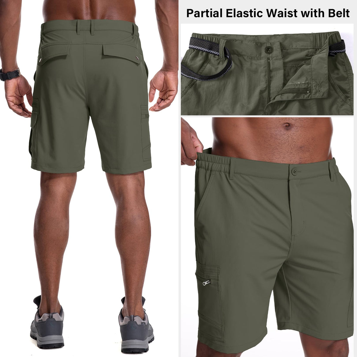 Jessie Kidden Mens Outdoor Casual Expandable Waist Lightweight Water Resistant Quick Dry Fishing Hiking Shorts (6222 Black Camo 38)