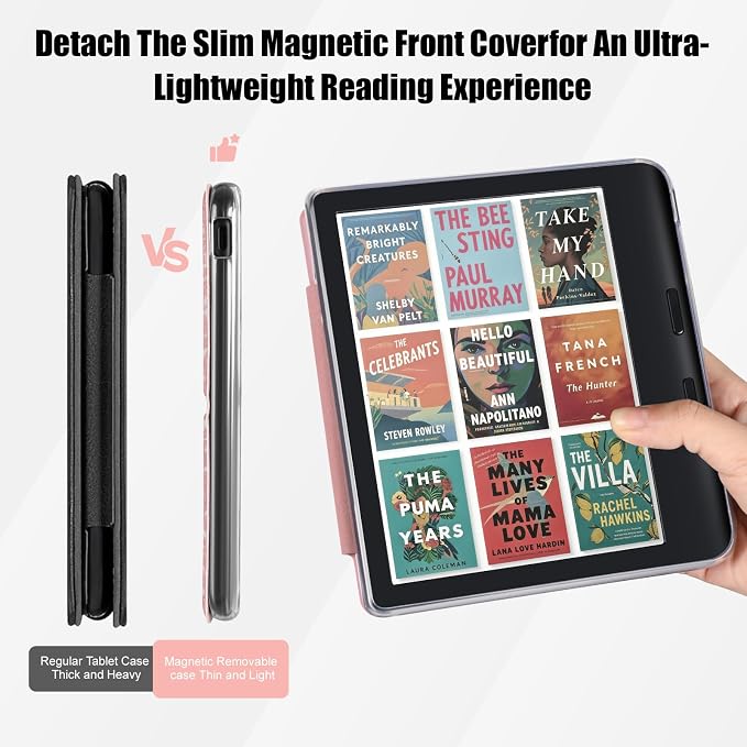 E NET-CASE Detachable Magnetic Case for 7 Kobo Libra 2 &amp Tolino Vision 6(2021) eReader Ultra Clear Back Scratch-Proof Light丨Easy to Detach &amp Attach丨Auto Sleep/Wake (Black)