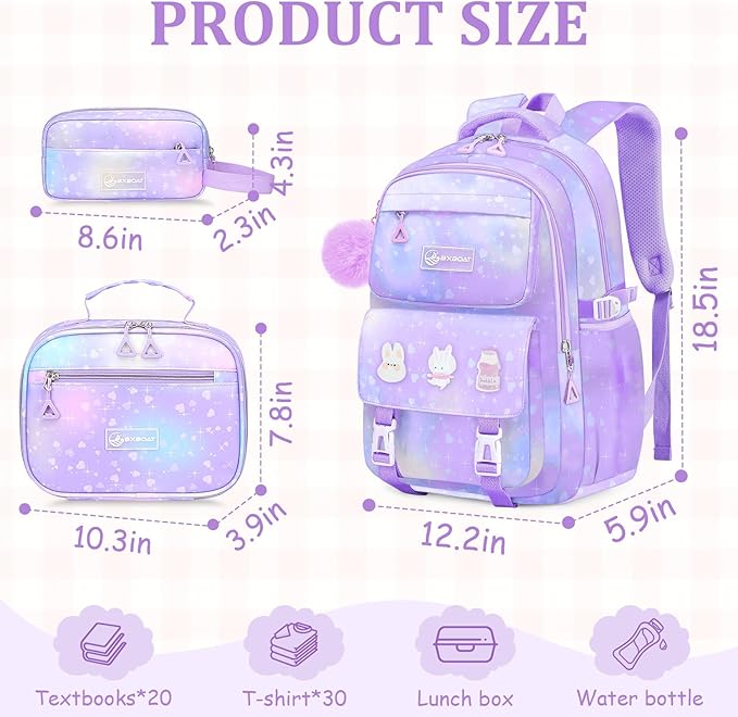 Kids Backpacks for Girls - Cute Girls Backpack for Elementary, Middle and High School Students - 18" School Bookbag