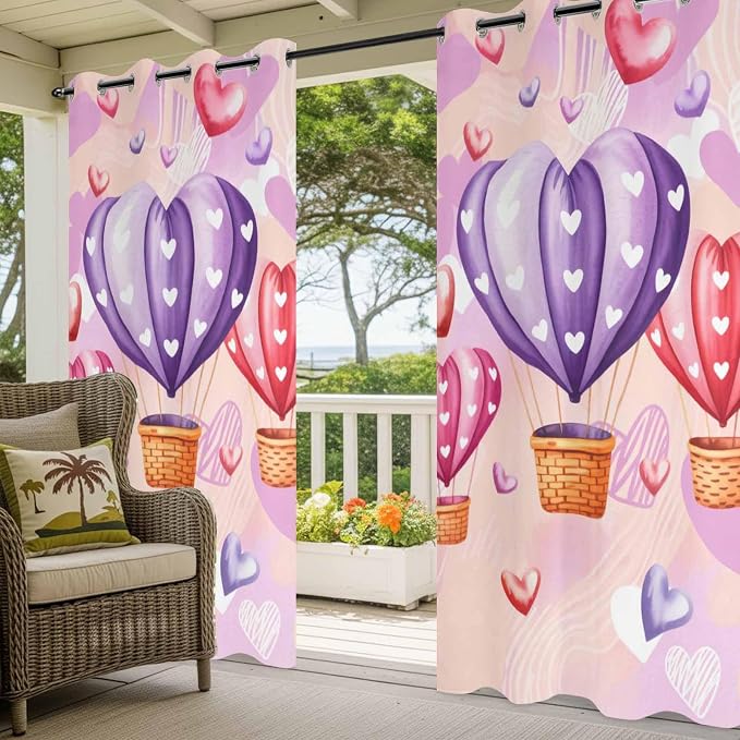 Hot Air Balloons Waterproof Outdoor Curtains