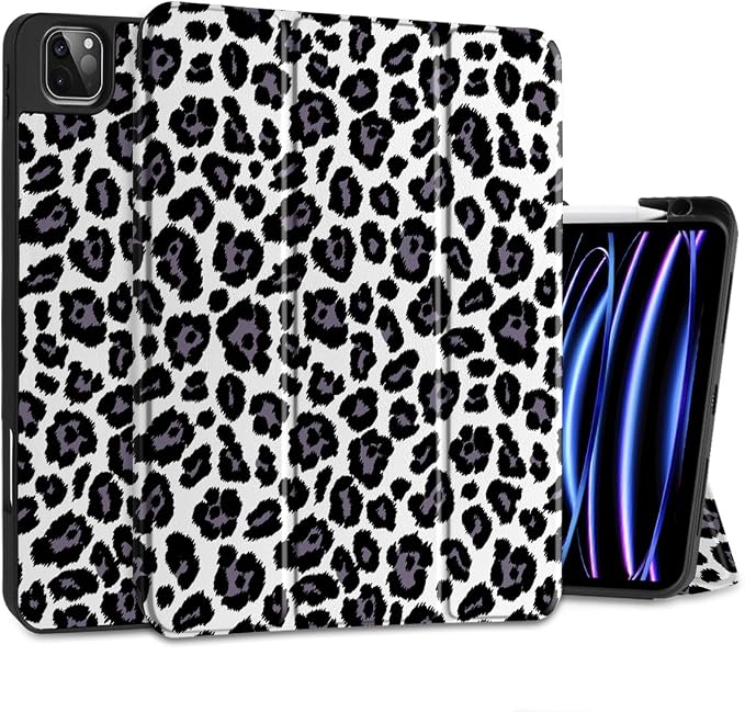 MEEgoodo for iPad Pro M2 12.9 Case 6th/5th/4th/3rd Generation 2022 2021 2020 2018 with Pencil Holder Tablet Cover with Soft TPU Back Shell Art Painted Flowers