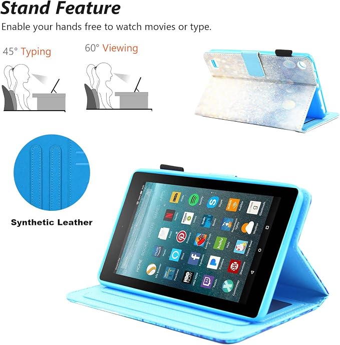 Case for Kindle Fire 7 TabletDteck Full Protective Flip Adjustable Stand Auto Wake/Sleep Smart Cover with Pencil Holder for Kindle Fire 7 Tablet 9th/7th/5th Generation 2019/2017/2015 ReleaseKing Dog