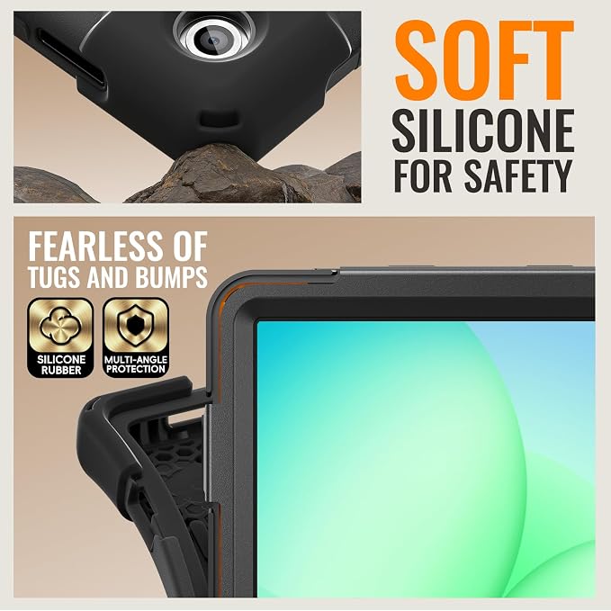 Lunivop Tablet Case Compatible with Samsung Galaxy Tab A11 Plus Case 11 Inch 2025 with 360° Rotating Stand Military - Grade Heavy Duty Protection Cover for Samsung Tab A11+ Plus Black