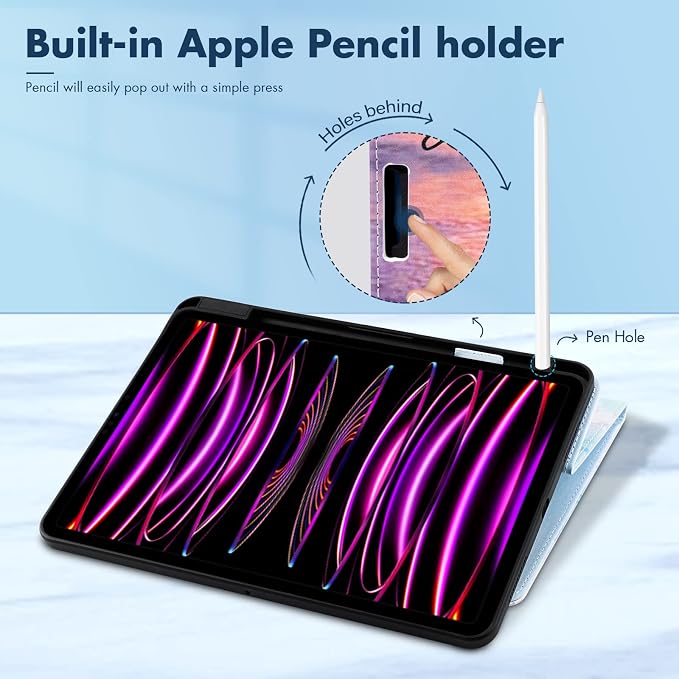 Dteck for iPad A16/10th Generation 10.9 Inch 2022 Case with Pencil HolderPremium PU Leather Folio Multiple Viewing Angles Stand Cover Auto Wake/Sleep Protective Tablet Cases for Women MenBookshelf