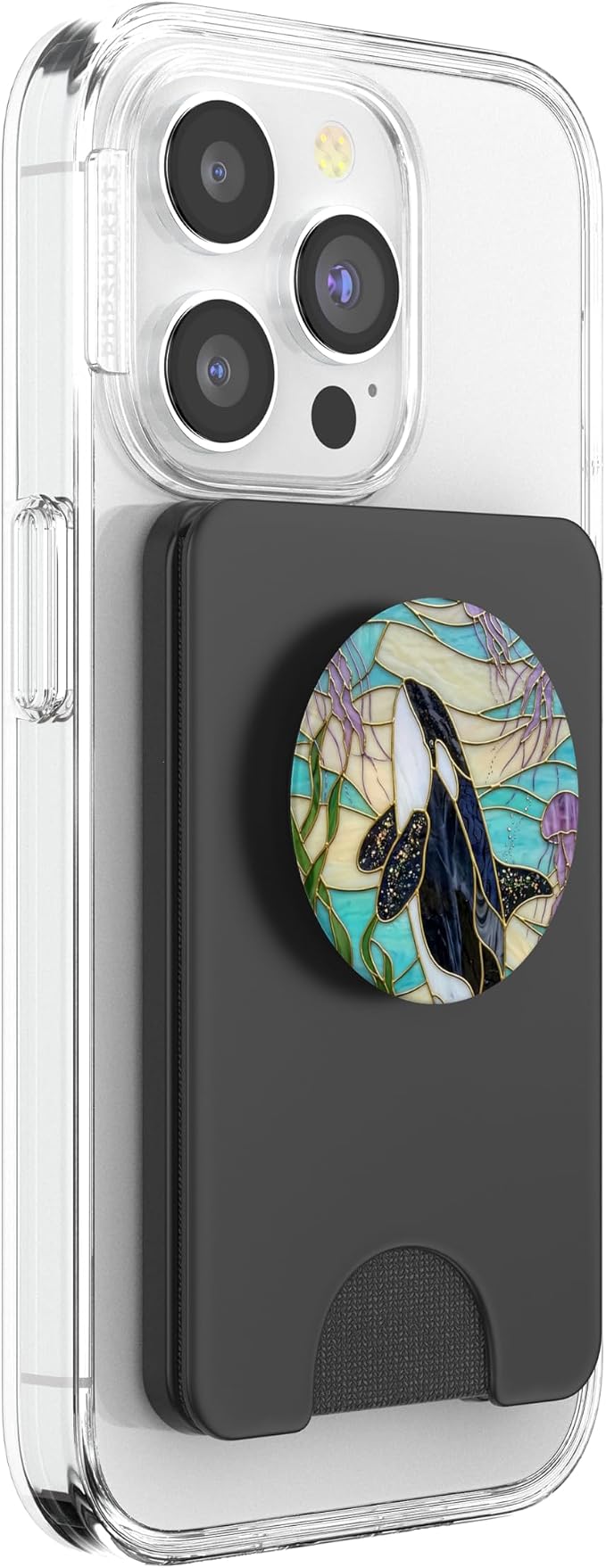 Stained Glass Orca Whale Killer Ocean Mosaic Art PopSockets PopGrip for MagSafe