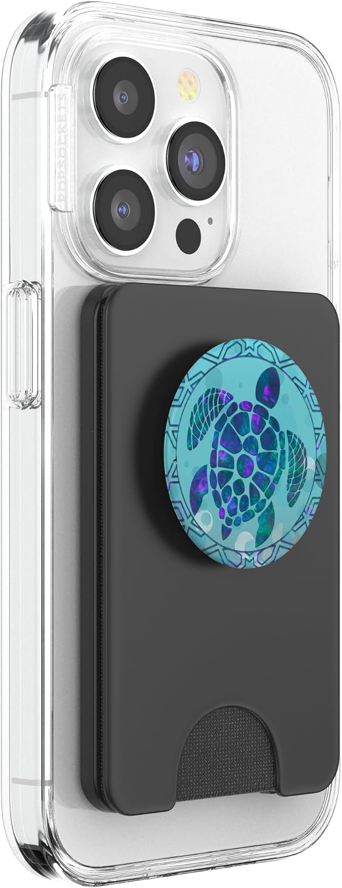 Teal Blue Purple Turtle and Geometric design On Light Blue PopSockets Adhesive PopGrip