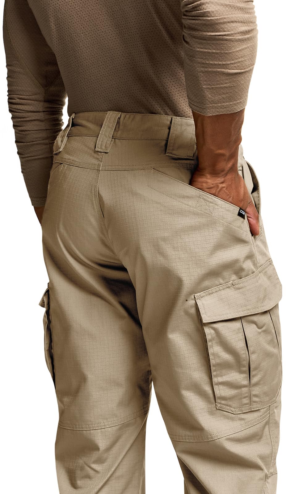 CQR Men's Tactical Pants, Water Resistant Ripstop Cargo Pants, Lightweight EDC Work Hiking Pants, Outdoor Apparel, Raider Mag Pocket Khaki, 32W x 30L