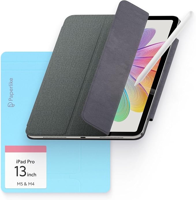 Paperlike® Folio Case for iPad Air 13 (M4M3M2) &amp iPad Pro 12.9 | Slim Magnetic Cover real Textile Surface Supports Apple Pencil Charging &amp Auto Sleep/Wake
