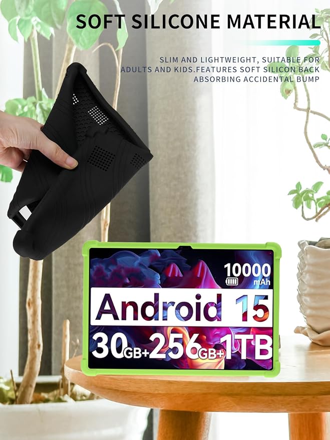 Case for Urao G140L Tablet 14 inch Android 15 TabletWUNIAK Shock Proof Lightweight Stand Rubber Shell Protective CoverKids Friendly Soft Silicone Adjustable Stand CoverBlack