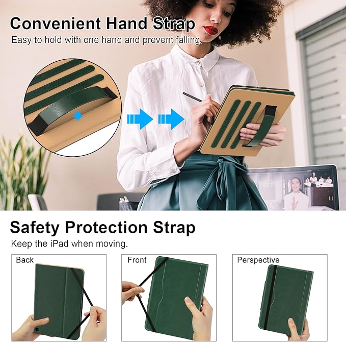 ZoneFoker for 10 Tablet Case (13th/11th Generation 2023/2021 Released) PU Leather Folio Cover with Multi-Angle Stand/Pen Holder Auto Wake/Sleep for 10/10 Plus Black+Black