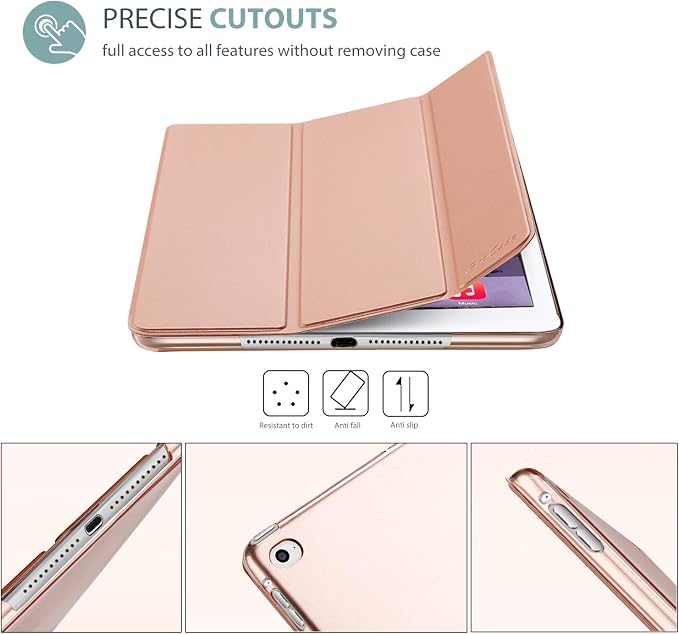 ProCase Slim Stand Case for iPad Air 2nd Gen 2014 Black | Fits Models A1566 / A1567 Ultra Slim Lightweight Protective Shell Translucent Frosted Back