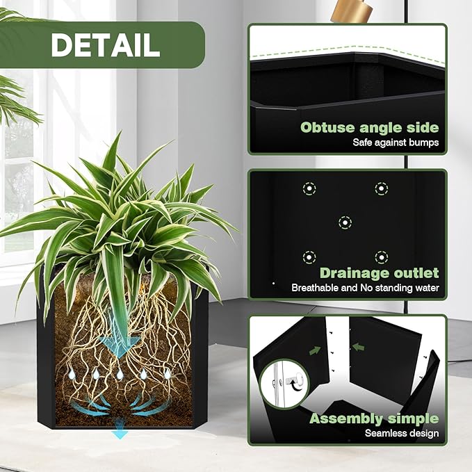 Metal Planter Box-26 L X26 W X26 H-Steel Planters for Outdoor Plants, Large Square Planter Box, Heavy Duty Black Metal Planter Pot for Patio, Deck, Garden, Yard, Drainage Holes, Easy Assembly