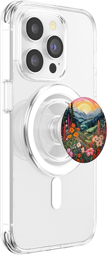 Mountains Landscape With Trees And Flowers Floral Nature PopSockets Adhesive PopGrip